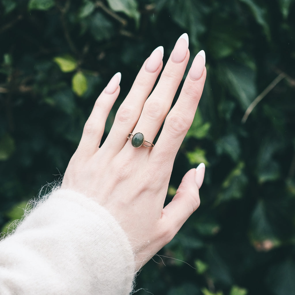 Mid-Century Modernist Jade Ring - Lost Owl Jewelry