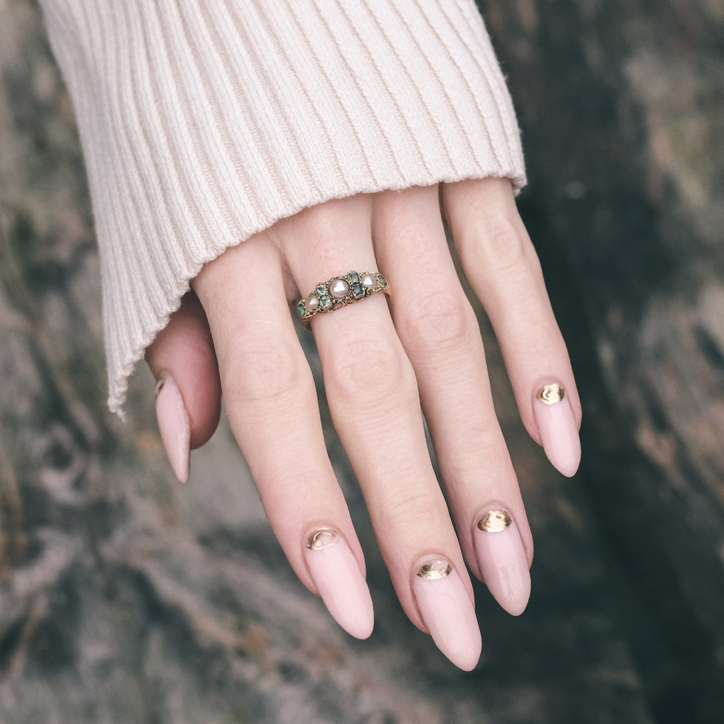 Mid Victorian Pearl & Emerald Ring - Lost Owl Jewelry