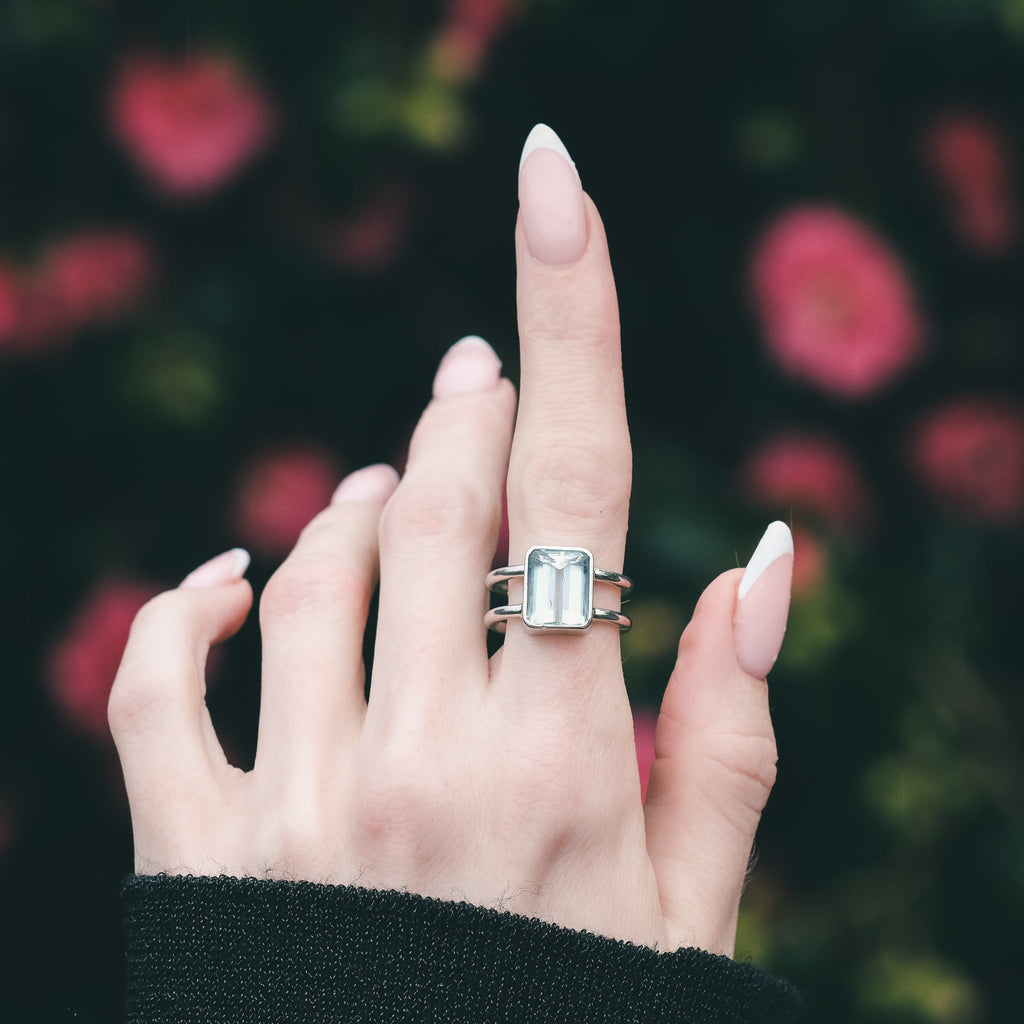 Modernist Aquamarine Ring - Lost Owl Jewelry