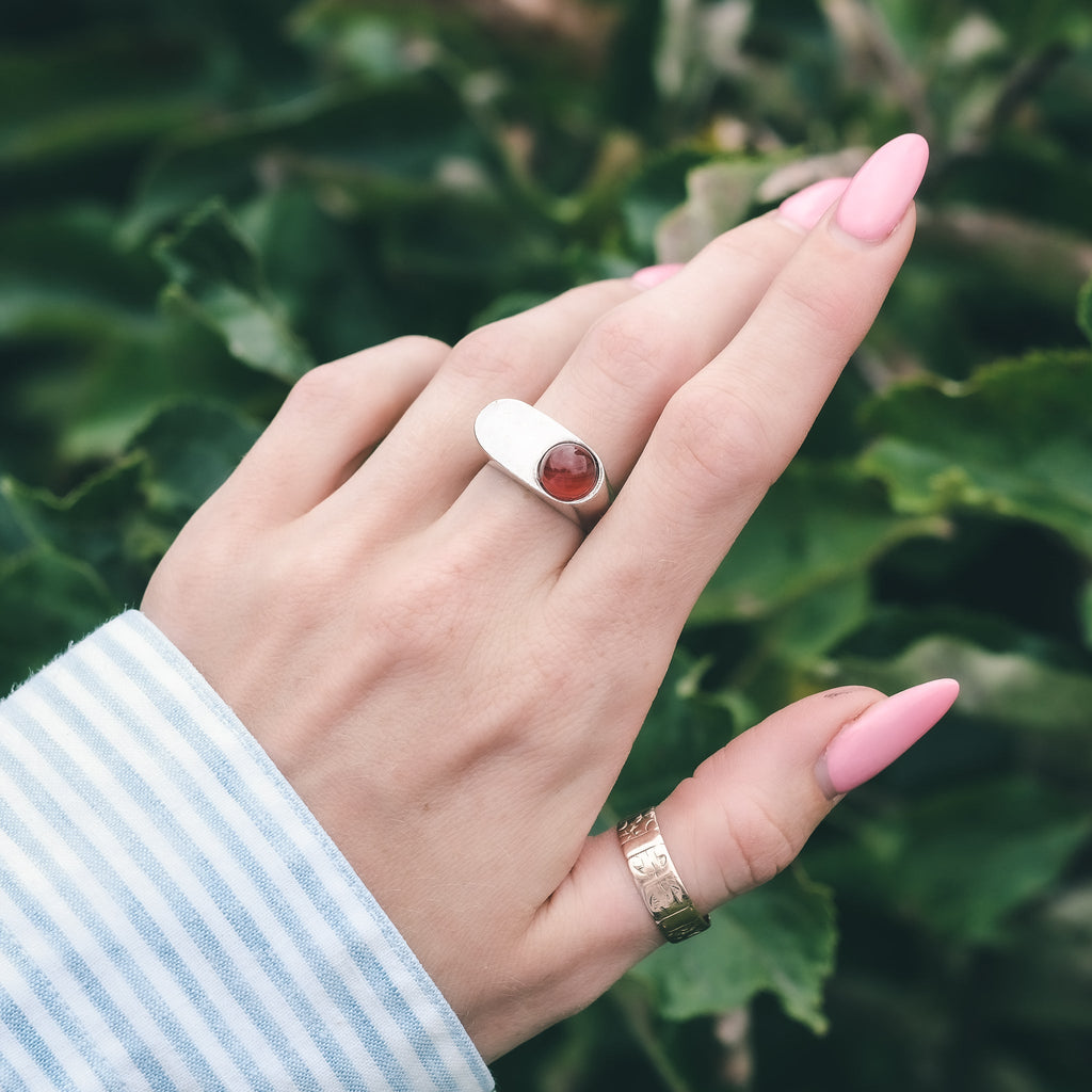 Modernist Carnelian Signet Ring - Lost Owl Jewelry