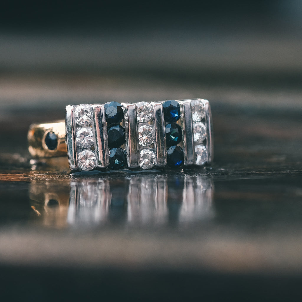 Modernist Sapphire Stripes Ring - Lost Owl Jewelry