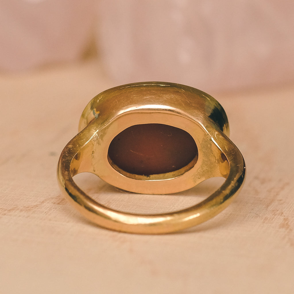 Neoclassical "Cock & Calanthus" Intaglio Signet Ring - Lost Owl Jewelry