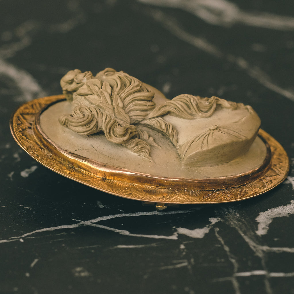Neoclassical "Flora" Lava Cameo Brooch - Lost Owl Jewelry