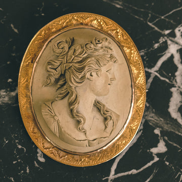 Neoclassical "Flora" Lava Cameo Brooch - Lost Owl Jewelry
