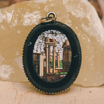 Neoclassical "Roman Forum" Micromosaic Pendant - Lost Owl Jewelry