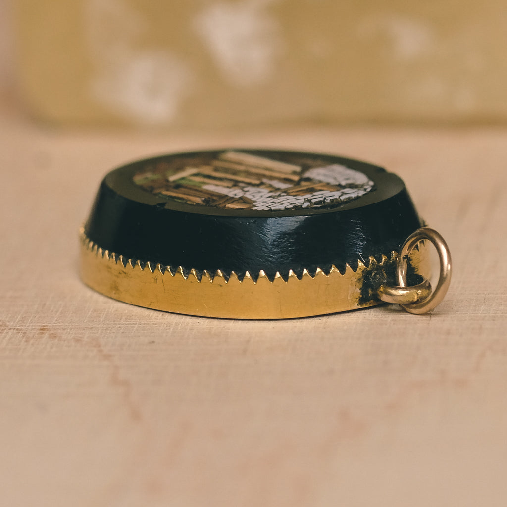 Neoclassical "Roman Forum" Micromosaic Pendant - Lost Owl Jewelry