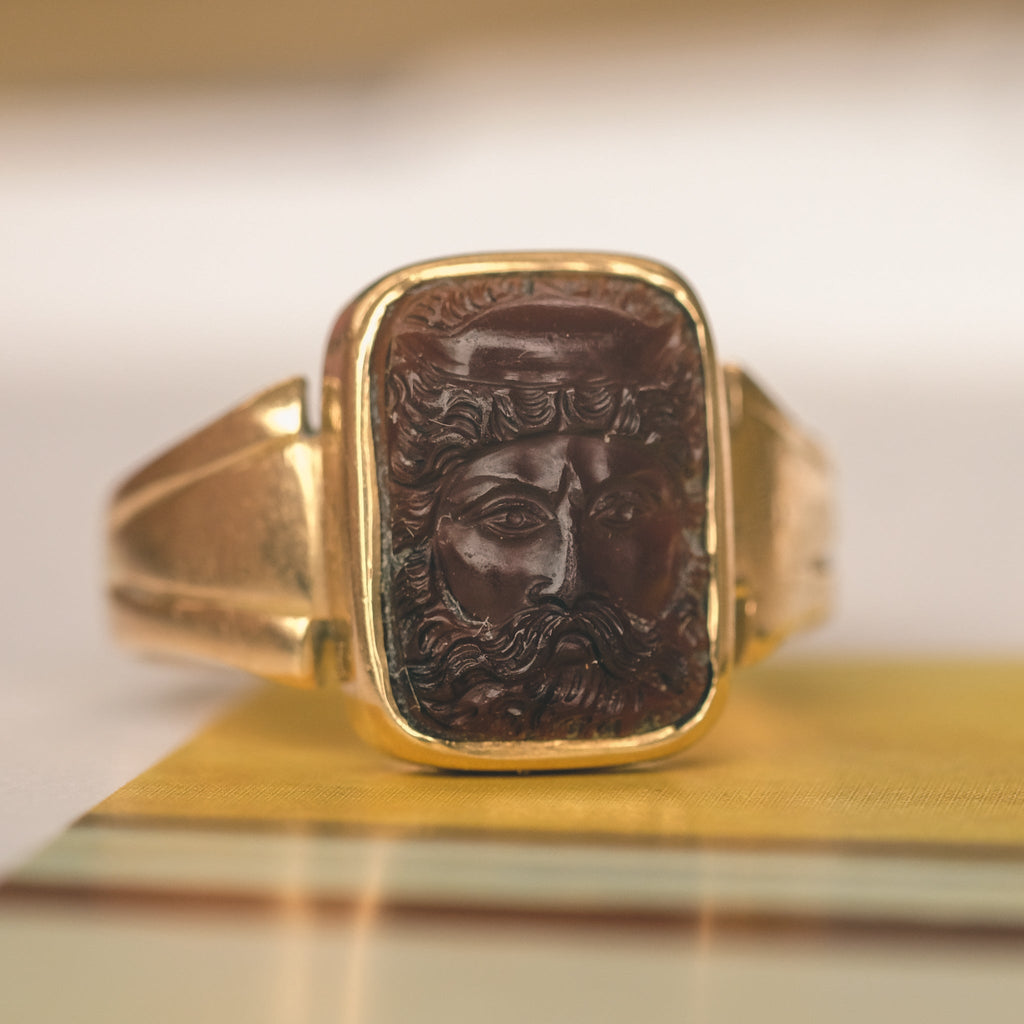 Neoclassical Zeus Cameo Ring - Lost Owl Jewelry