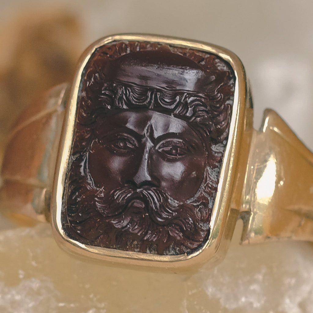 Neoclassical Zeus Cameo Ring - Lost Owl Jewelry