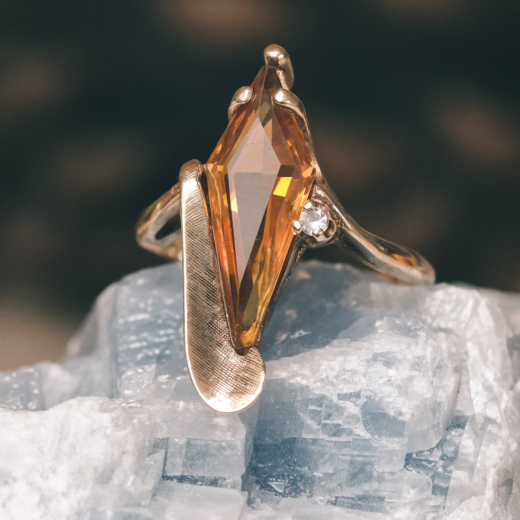 Retro Citrine Wave Ring - Lost Owl Jewelry