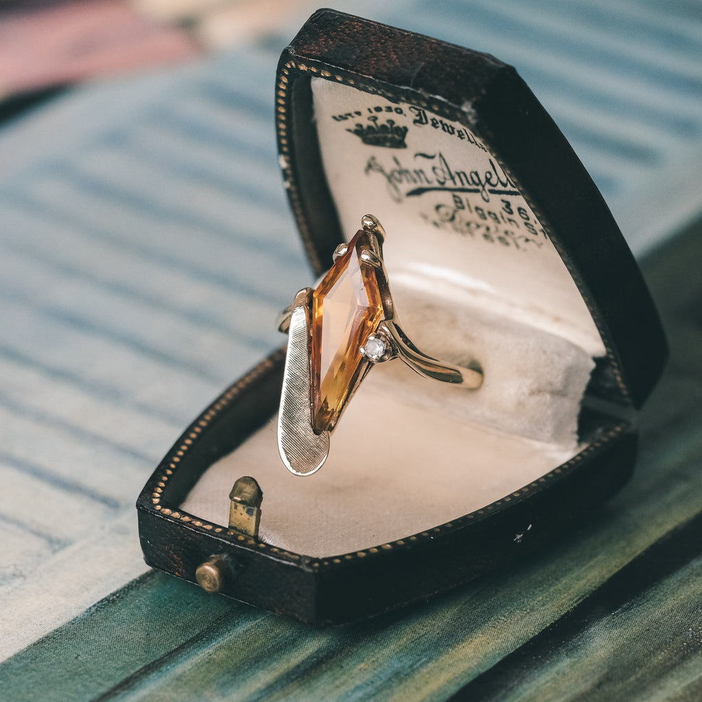 Retro Citrine Wave Ring - Lost Owl Jewelry