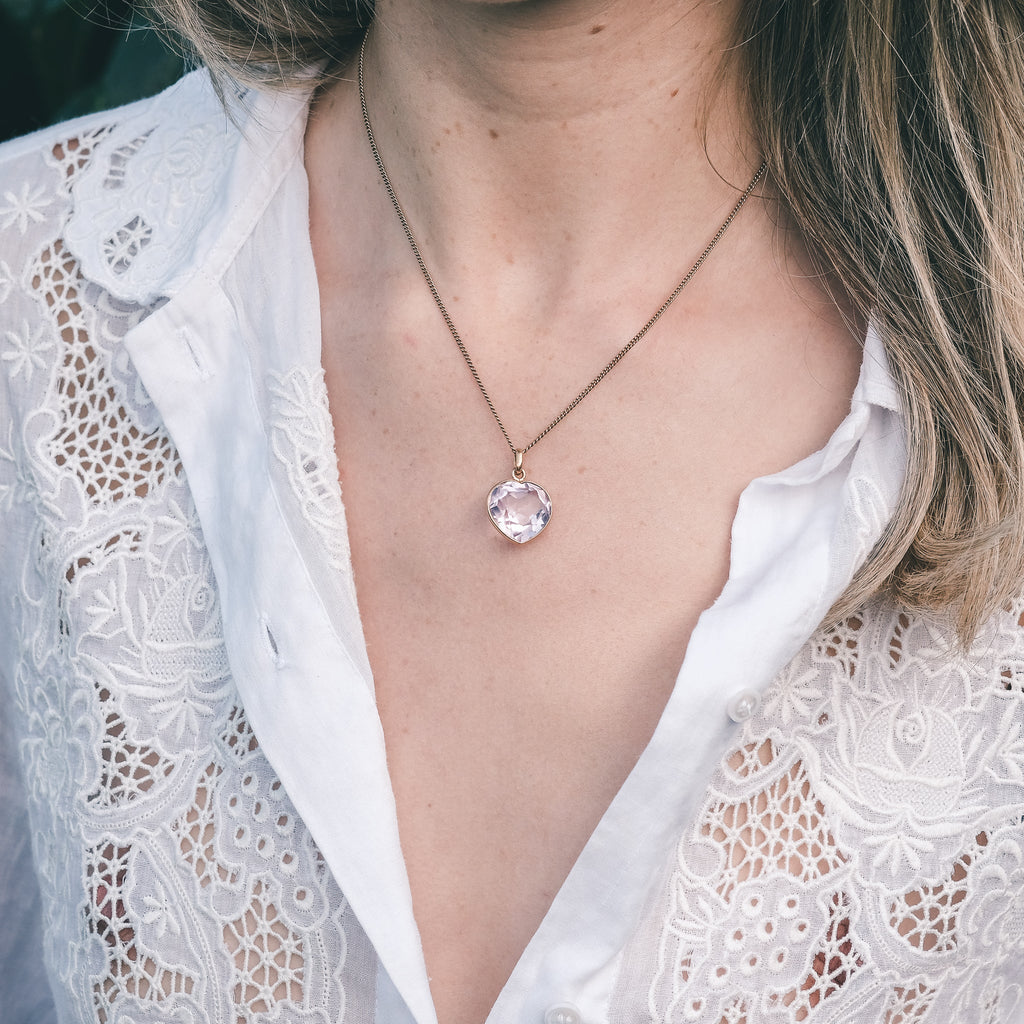 Victorian Amethyst Heart Pendant - Lost Owl Jewelry