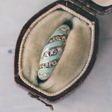 Victorian Baby Blue Enamel Ring - Lost Owl Jewelry
