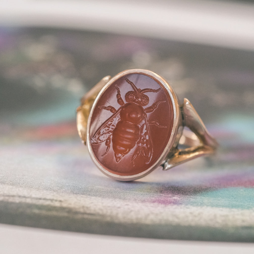 Victorian Bee Intaglio Ring - Lost Owl Jewelry