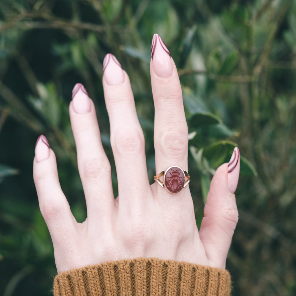 Victorian Bee Intaglio Ring - Lost Owl Jewelry