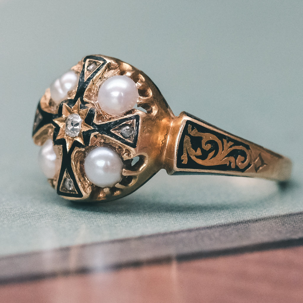 Victorian Black Enamel Mourning Ring – Lost Owl Jewelry