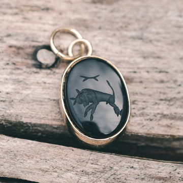 Victorian Bull Intaglio Pendant - Lost Owl Jewelry