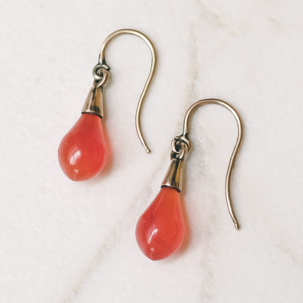 Victorian Carnelian Teardrop Earrings - Lost Owl Jewelry