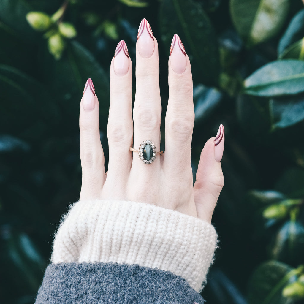 Victorian Cat's Eye Cluster Ring - Lost Owl Jewelry