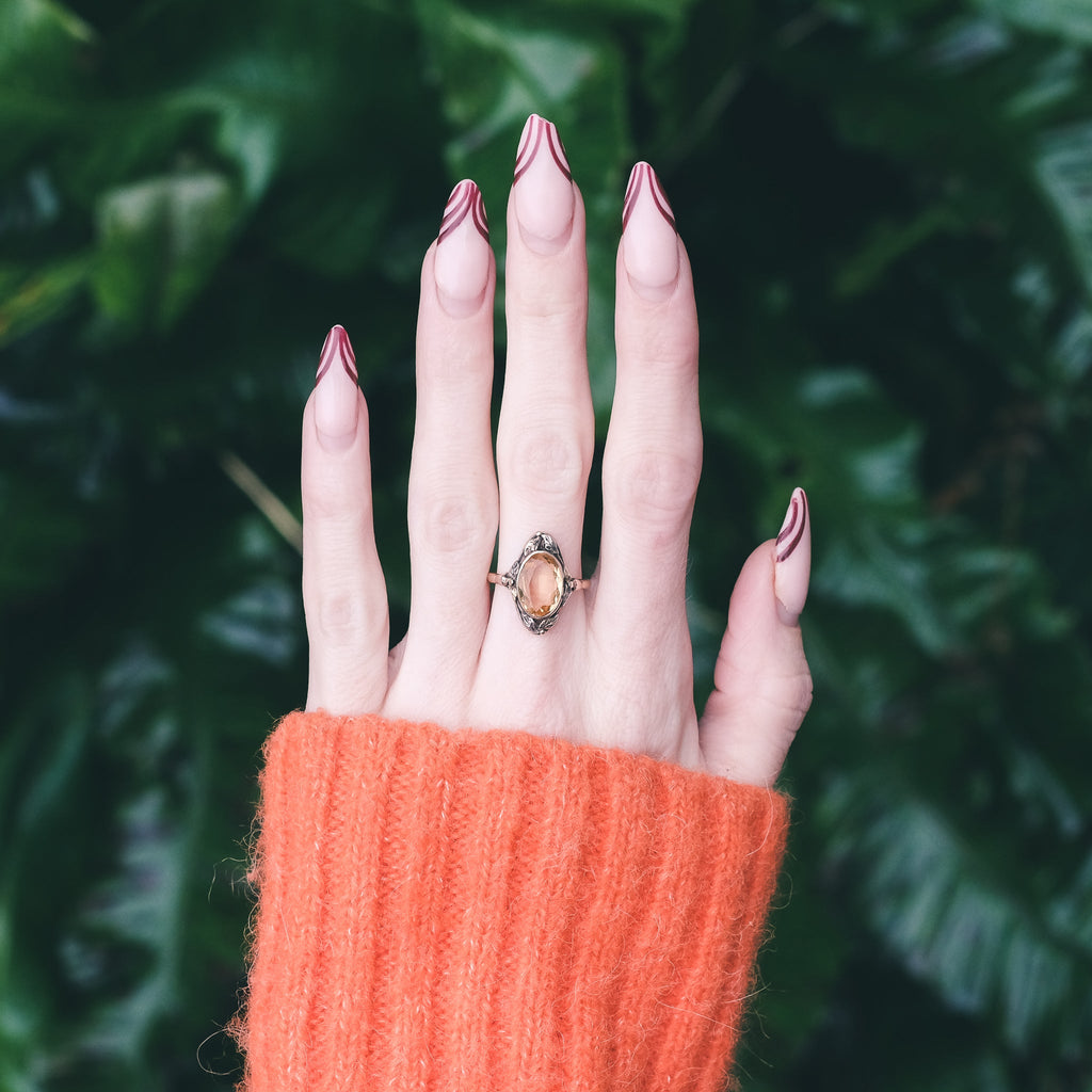 Victorian Citrine Foliate Ring - Lost Owl Jewelry