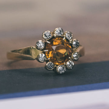Victorian Citrine Solar Ring - Lost Owl Jewelry