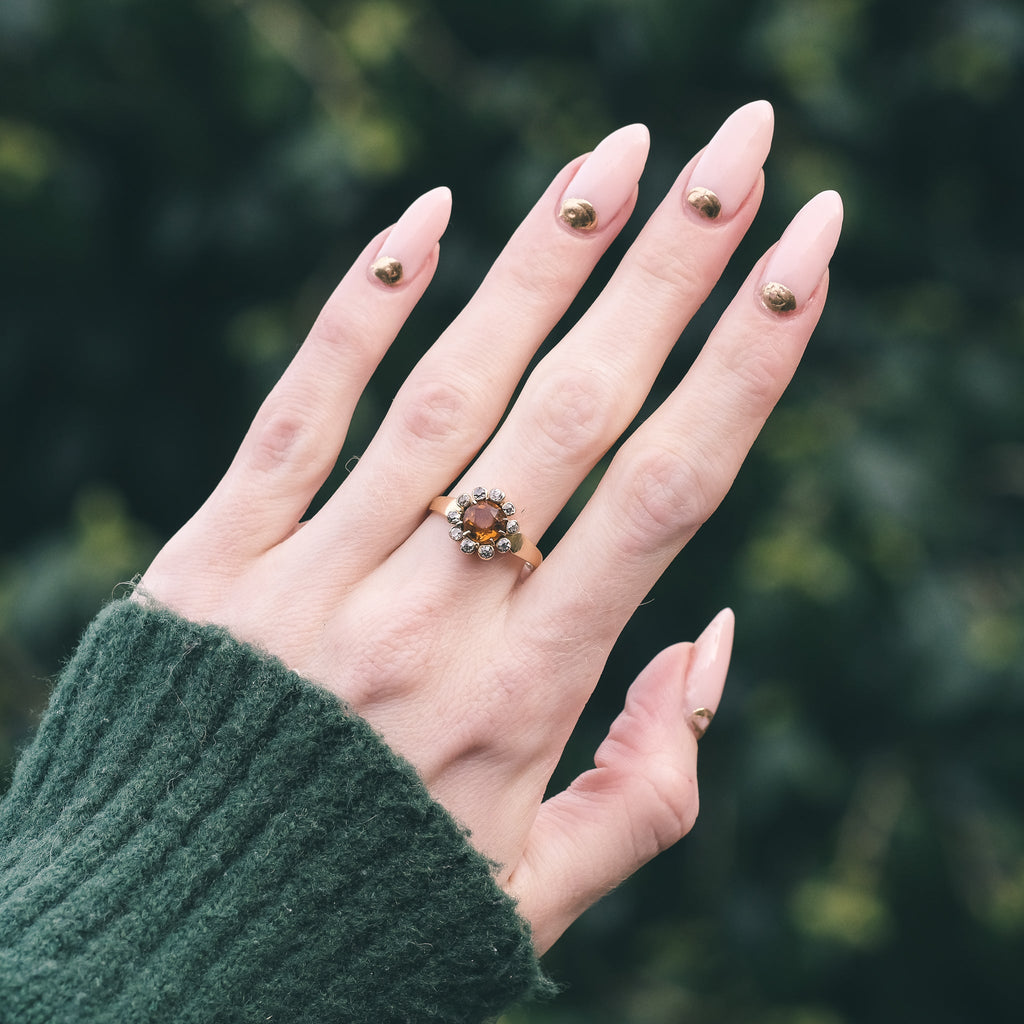 Victorian Citrine Solar Ring - Lost Owl Jewelry