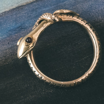 Victorian Cross-Hatched Snake Ring - Lost Owl Jewelry