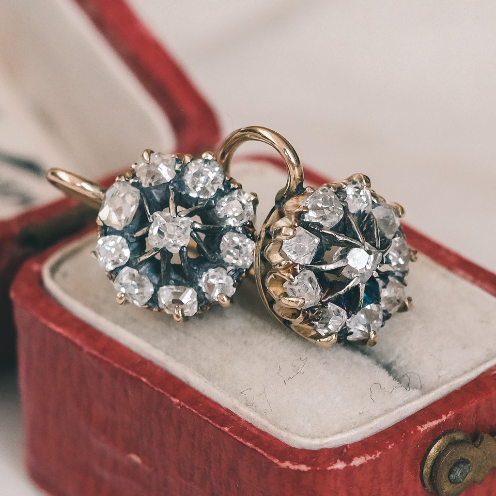 Victorian Diamond Cluster Earrings - Lost Owl Jewelry