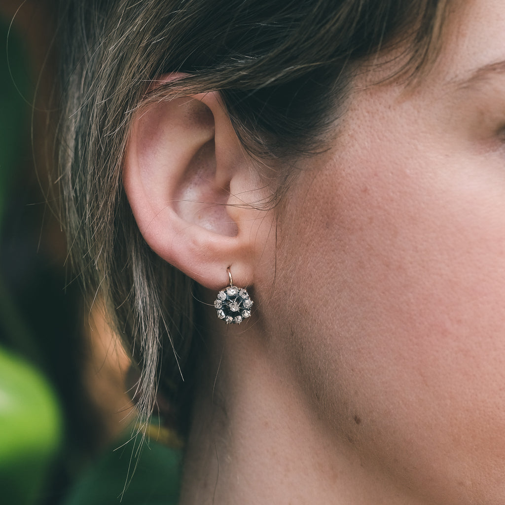 Victorian Diamond Cluster Earrings - Lost Owl Jewelry