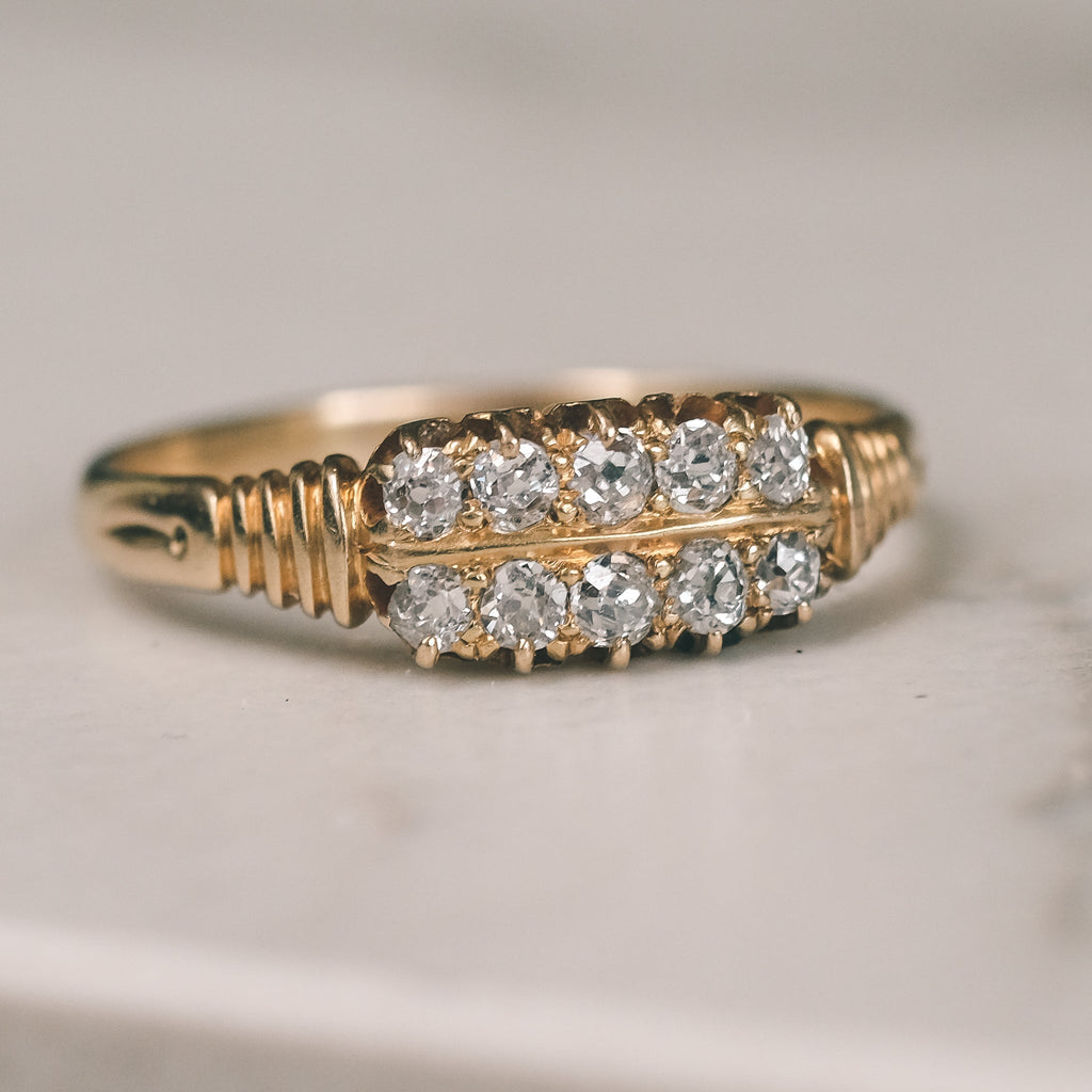 Victorian Diamond Double Row Ring - Lost Owl Jewelry