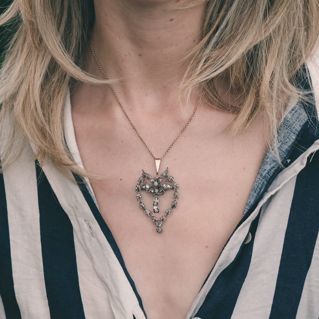 Victorian Diamond Lavaliere Necklace - Lost Owl Jewelry