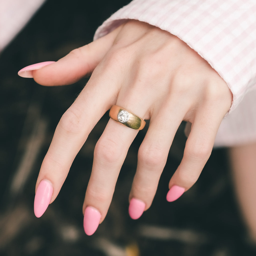 Victorian Diamond Stirrup Ring - Lost Owl Jewelry