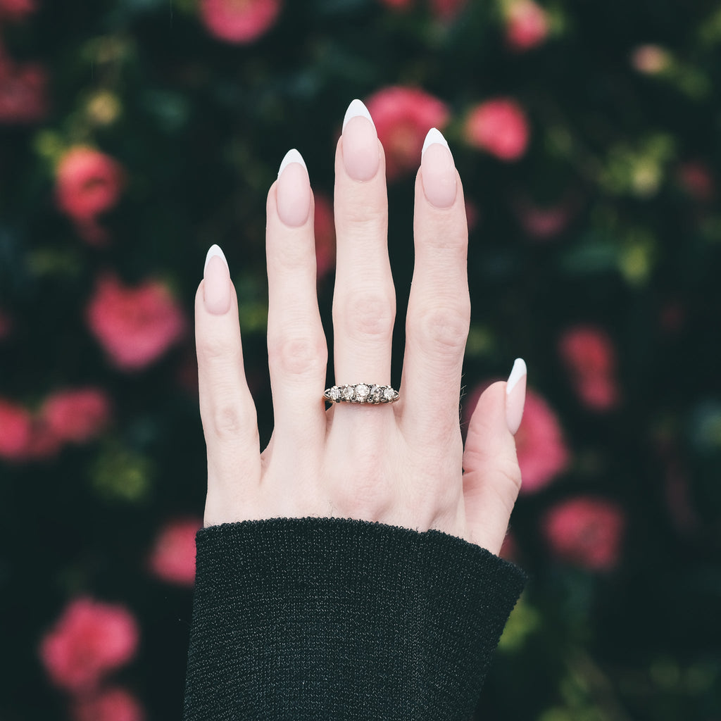 Victorian Earthy Diamond Boat Ring - Lost Owl Jewelry