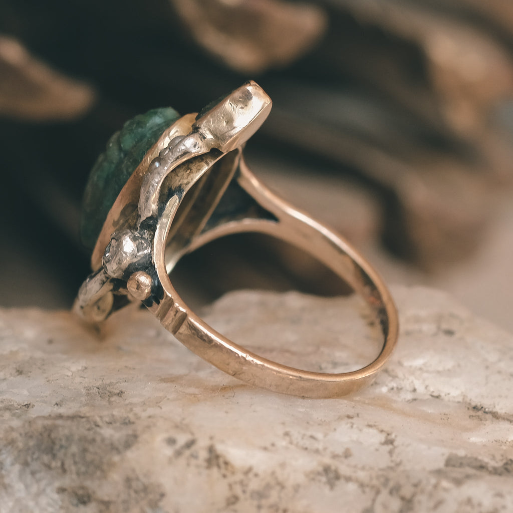 Victorian Emerald Scarab Ring - Lost Owl Jewelry