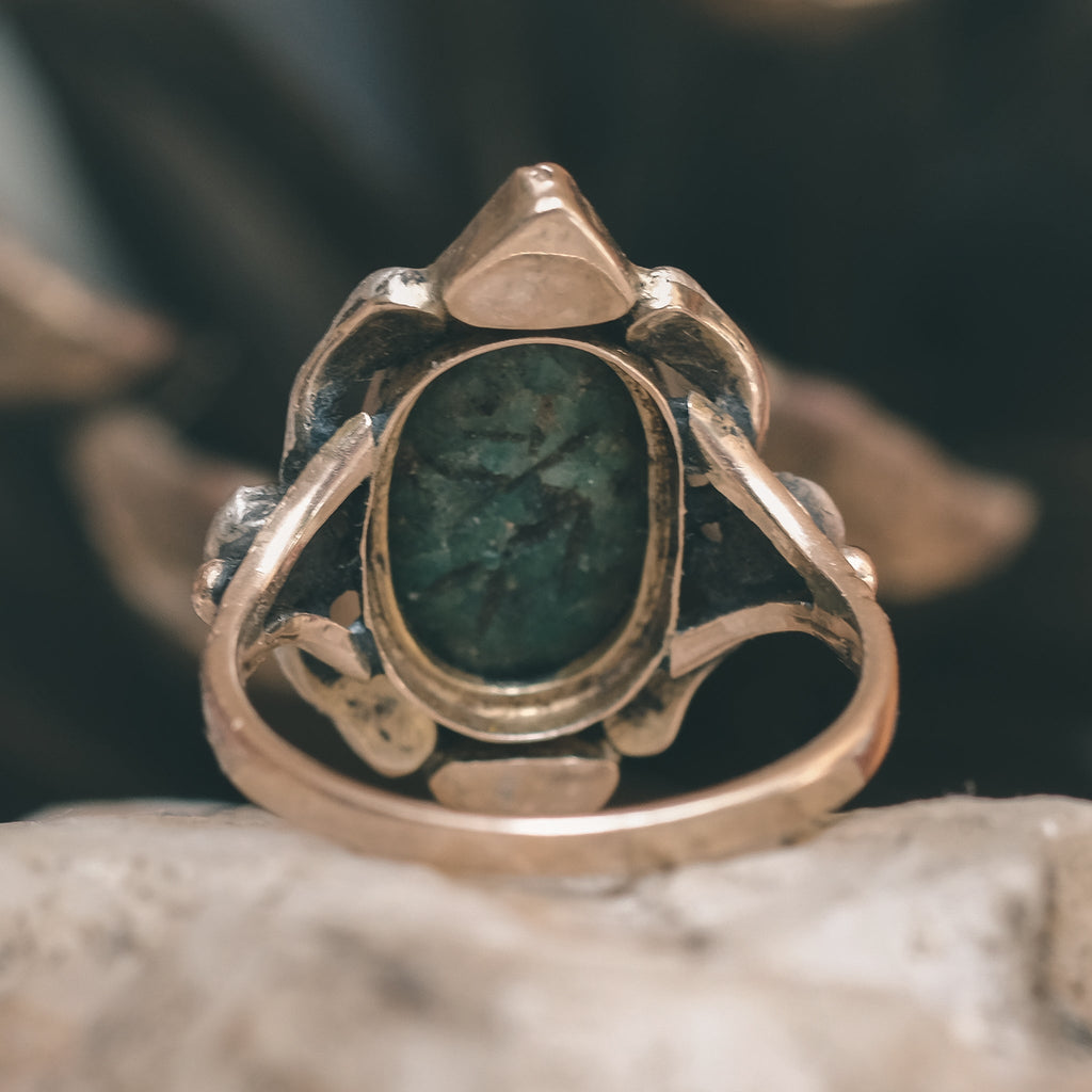 Victorian Emerald Scarab Ring - Lost Owl Jewelry
