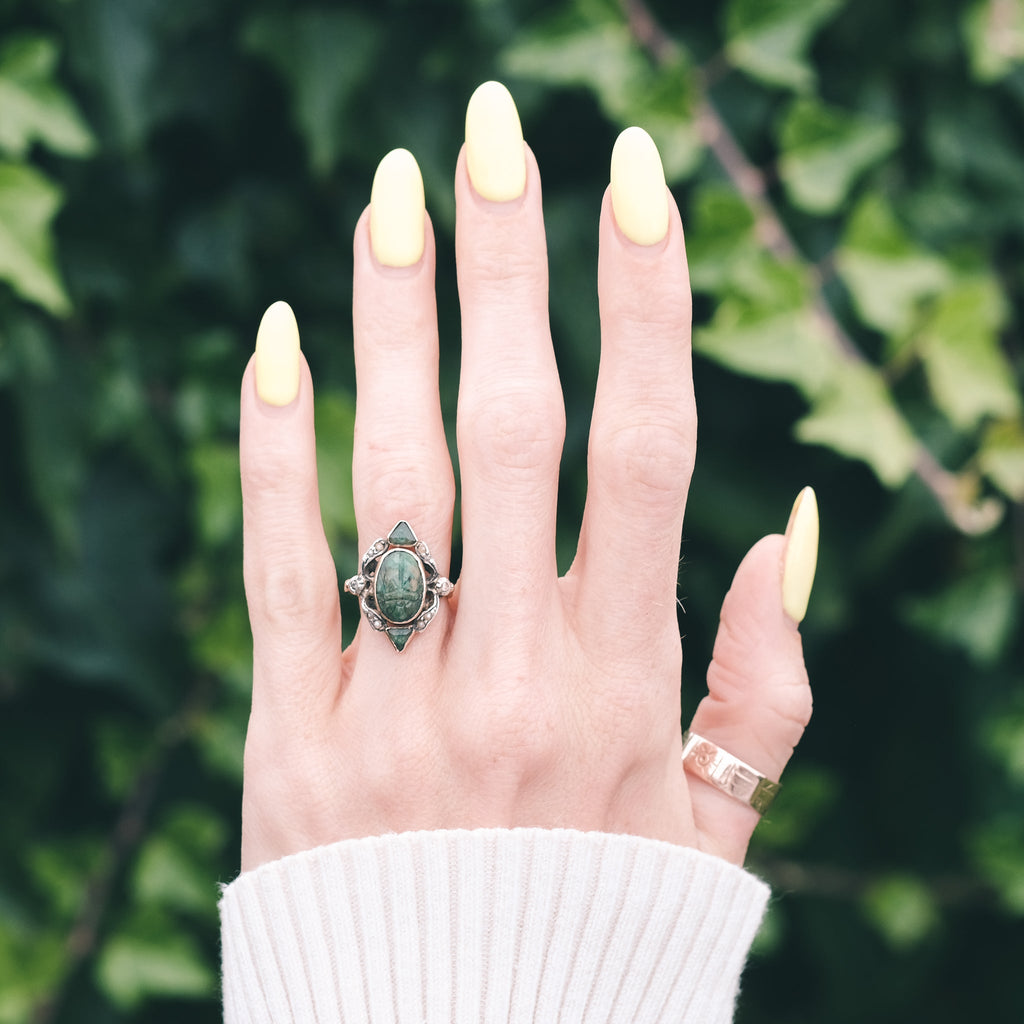 Victorian Emerald Scarab Ring - Lost Owl Jewelry