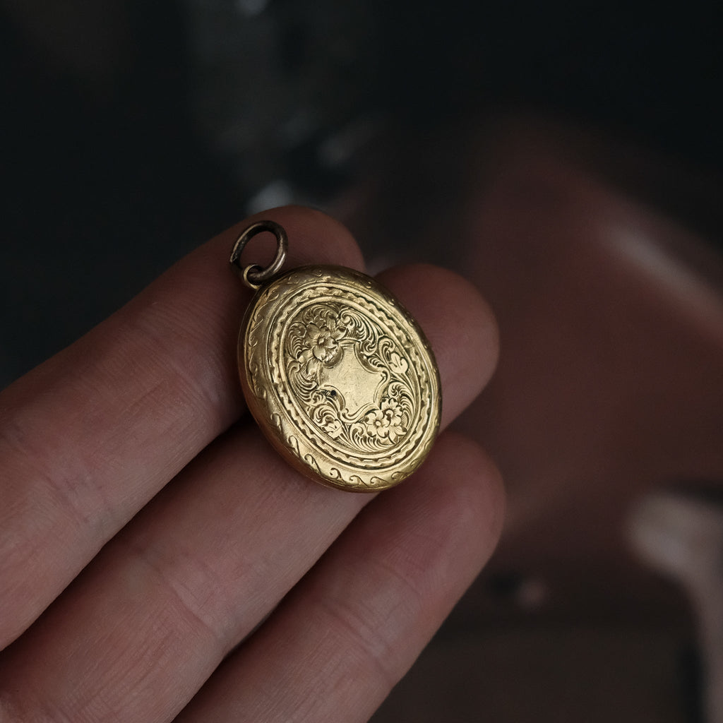 Victorian Engraved Gold Locket - Lost Owl Jewelry