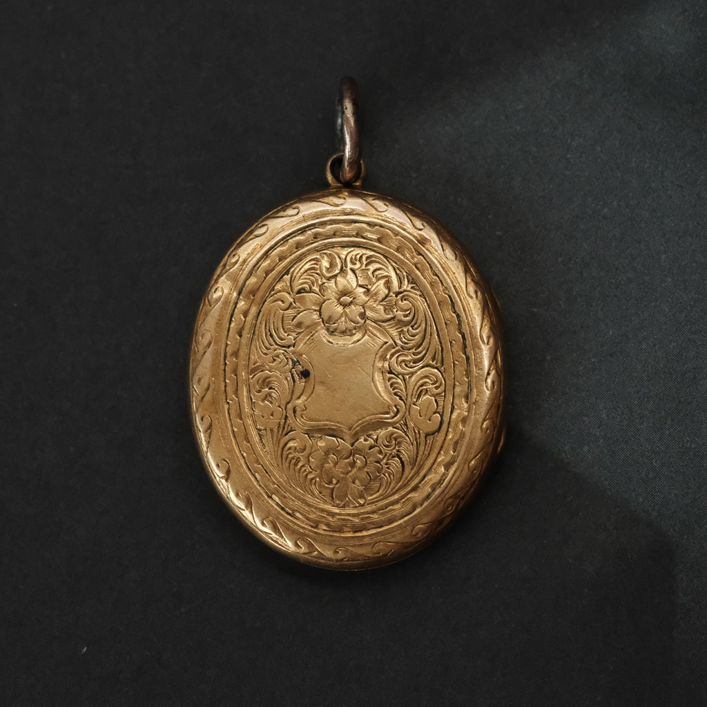 Victorian Engraved Gold Locket - Lost Owl Jewelry