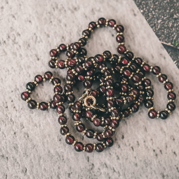 Victorian Garnet Bead Necklace - Lost Owl Jewelry