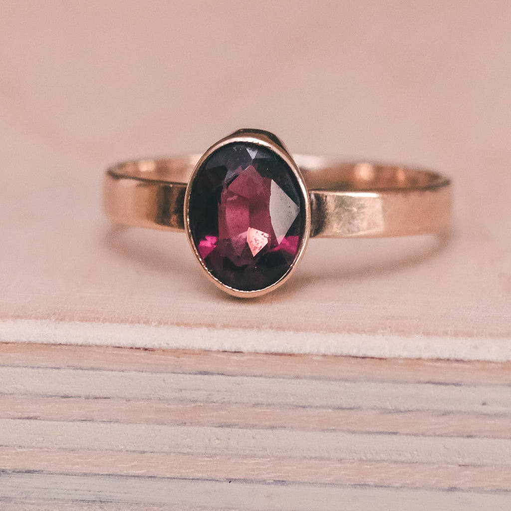 Victorian Garnet Bezel Ring - Lost Owl Jewelry