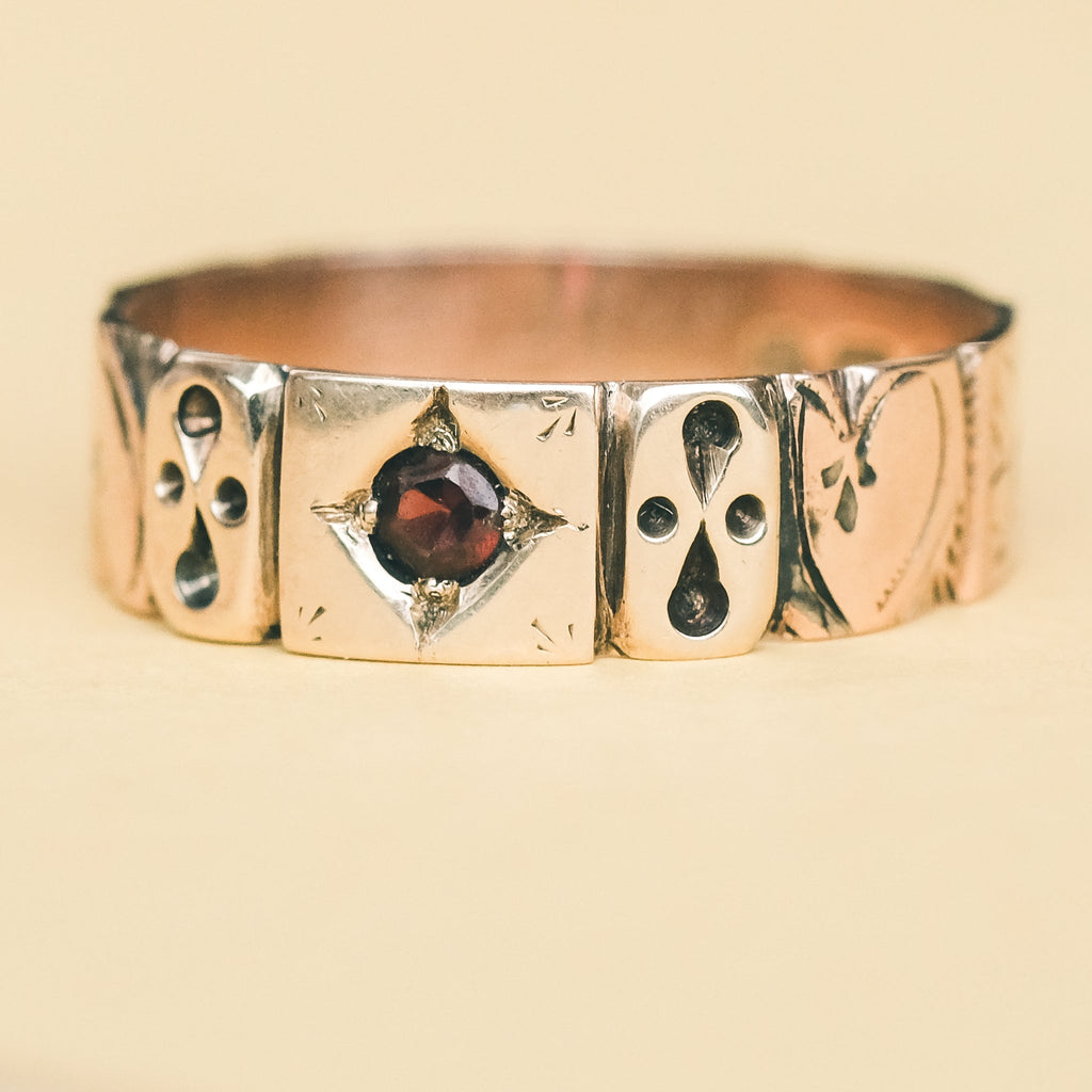 Victorian Garnet Lovehearts Band - Lost Owl Jewelry