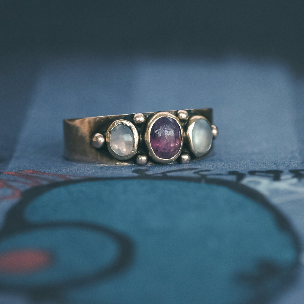Victorian Garnet & Moonstone Band - Lost Owl Jewelry