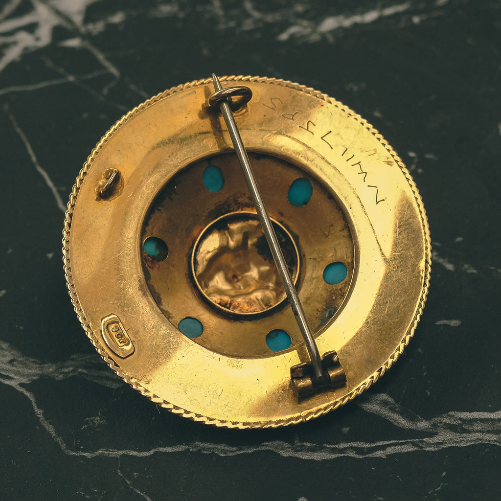 Victorian Gold Aegis Brooch - Lost Owl Jewelry
