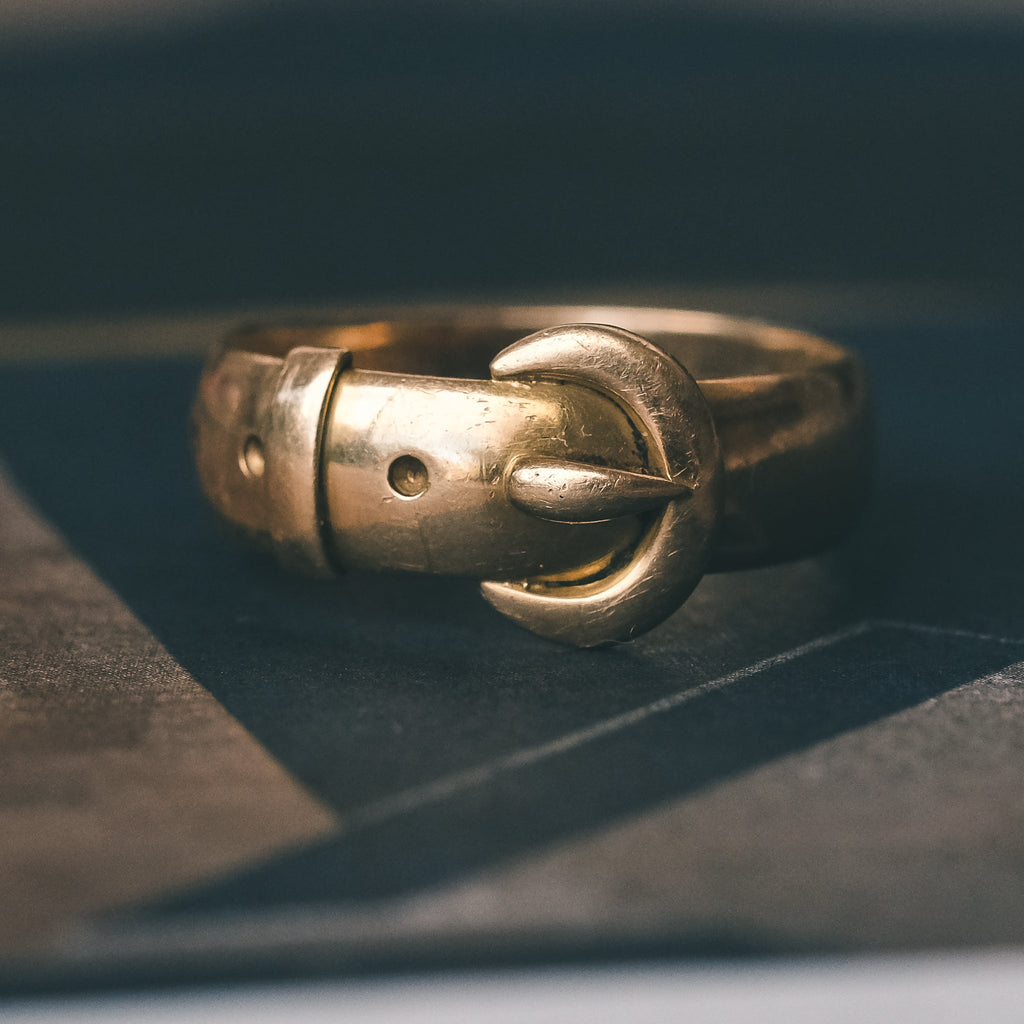 Victorian Gold Buckle Ring - Lost Owl Jewelry