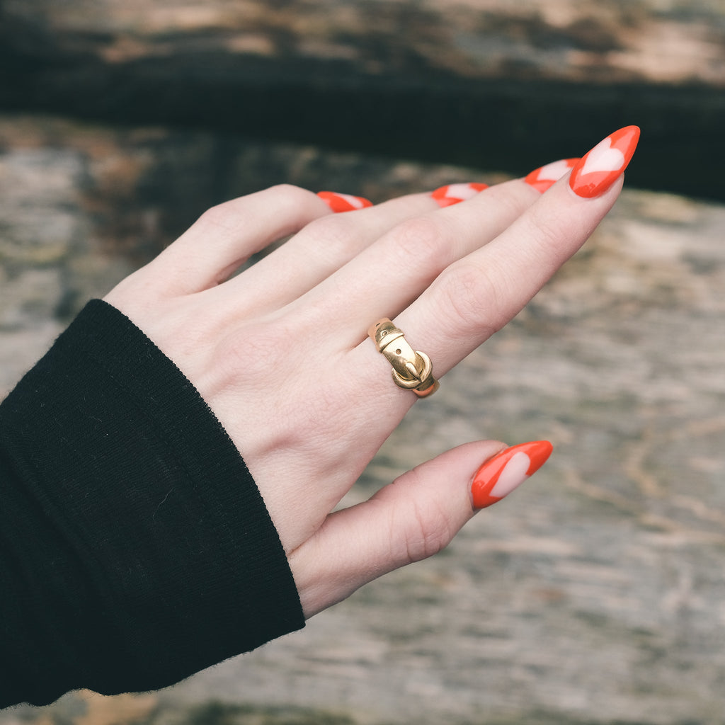 Victorian Gold Buckle Ring - Lost Owl Jewelry