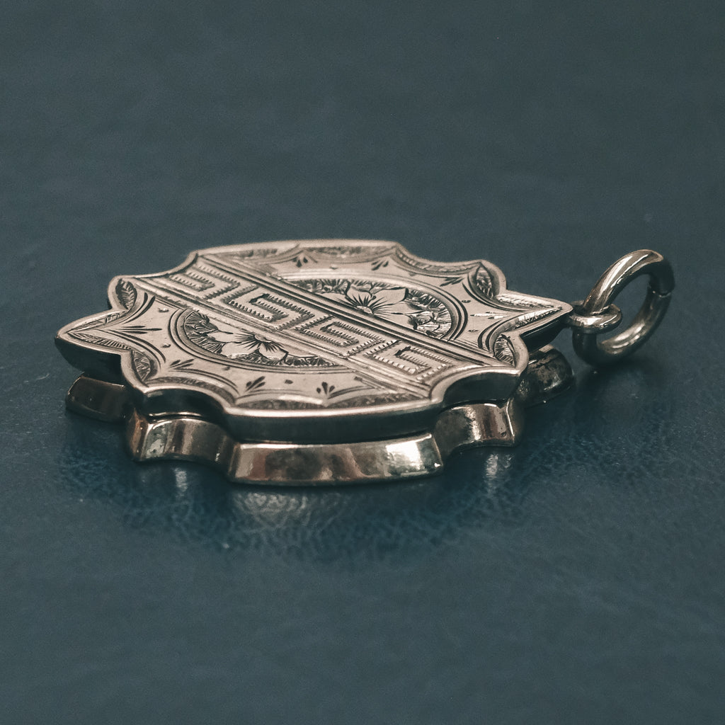 Victorian Greek Key Engraved Locket - Lost Owl Jewelry