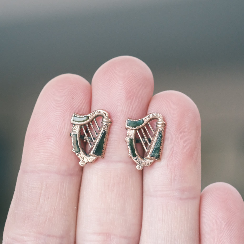 Victorian Irish Harp Cufflinks - Lost Owl Jewelry