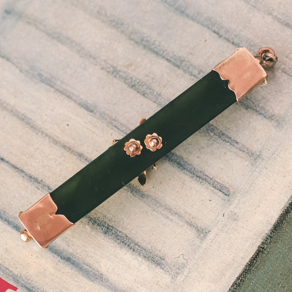 Victorian Jade Rod Bug Pendant - Lost Owl Jewelry