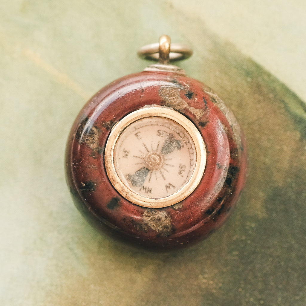 Victorian Jasper Compass Pendant - Lost Owl Jewelry