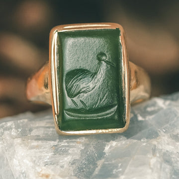 Victorian Kiwi Intaglio Ring - Lost Owl Jewelry