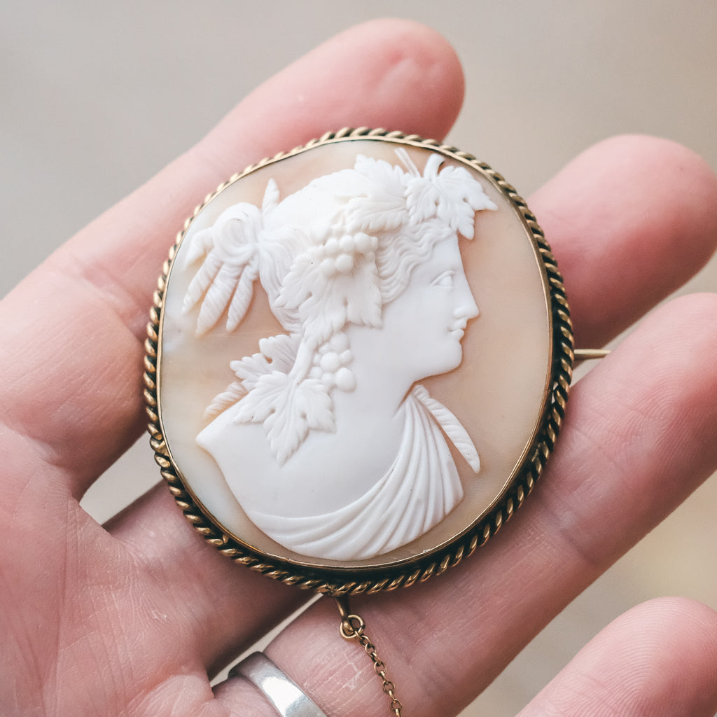 Victorian Maenad Cameo Brooch - Lost Owl Jewelry